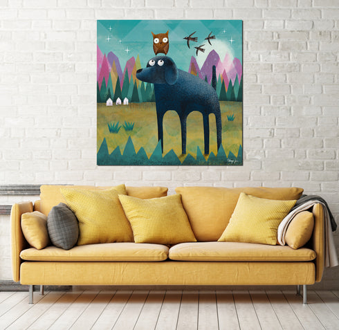 Dilly and Titch the Little Owl - Labradorable Art Canvas